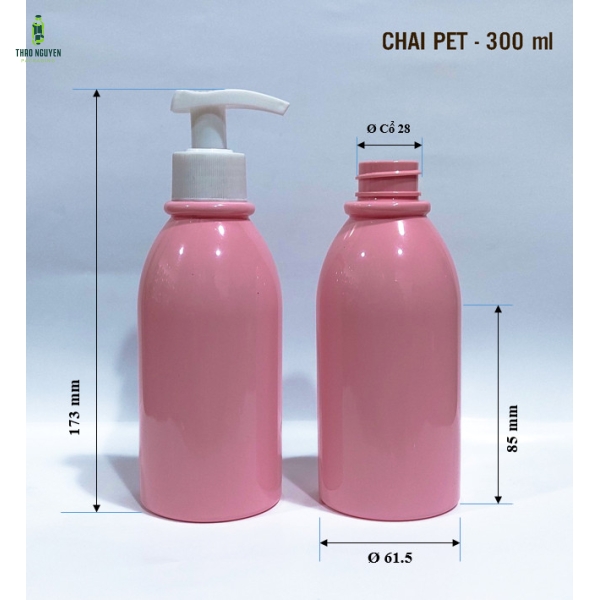 Chai dầu gội nhựa PET 300ml - Bao Bì Nhựa Thảo Nguyên - Công Ty TNHH SX TM Bao Bì Thảo Nguyên