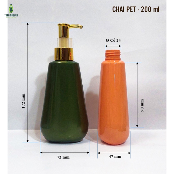 Chai mỹ phẩm 200ml - Bao Bì Nhựa Thảo Nguyên - Công Ty TNHH SX TM Bao Bì Thảo Nguyên