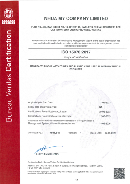Chứng nhận ISO 15378