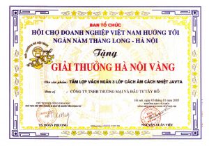 Giải thưởng Hà Nội vàng 2005 - Panel Cách Nhiệt Phú Sơn - Công Ty TNHH Công Nghệ Công Nghiệp Phú Sơn