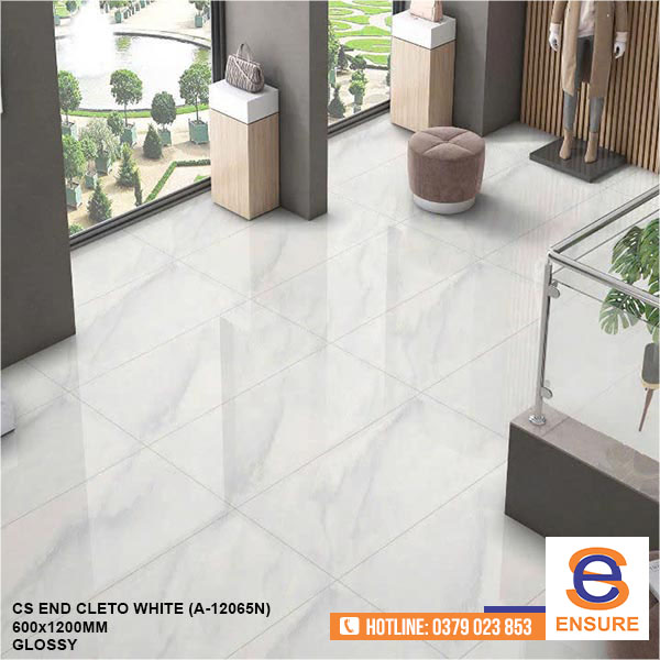 Gạch Glossy CS End Cleto White (A-12065N) 600x1200mm - Gạch ấn Độ Ensure - Công Ty TNHH Ensure