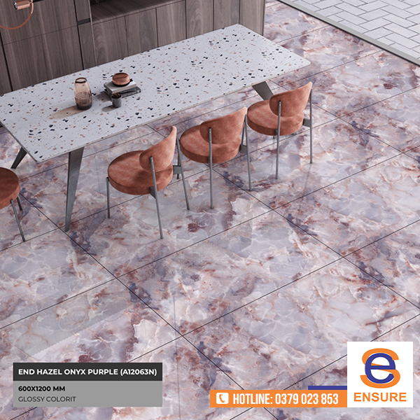 Gạch Glossy Colorit End Hazel Onyx Purple (A12063N) 600x1200mm - Gạch ấn Độ Ensure - Công Ty TNHH Ensure
