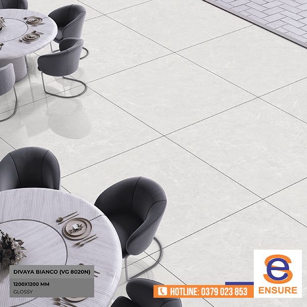 Gạch Glossy Divaya Bianco (VG-8020N) 1200x1200mm - Gạch ấn Độ Ensure - Công Ty TNHH Ensure