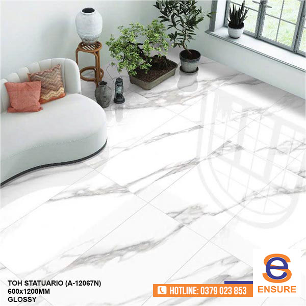 Gạch Glossy Toh Statuario (A-12067N) 600x1200mm - Gạch ấn Độ Ensure - Công Ty TNHH Ensure