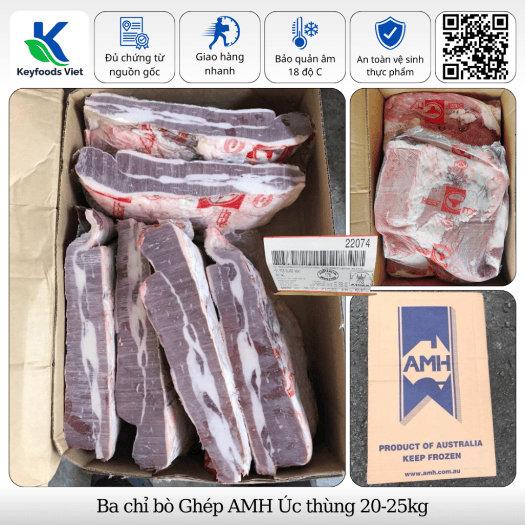 Ba chỉ bò Ghép AMH - Thực Phẩm Đông Lạnh Keyfoods Việt - Công Ty TNHH Đầu Tư Thương Mại Quốc Tế KeyGroup