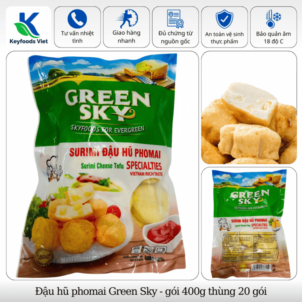 Đậu hũ phô mai Green Sky - Thực Phẩm Đông Lạnh Keyfoods Việt - Công Ty TNHH Đầu Tư Thương Mại Quốc Tế KeyGroup