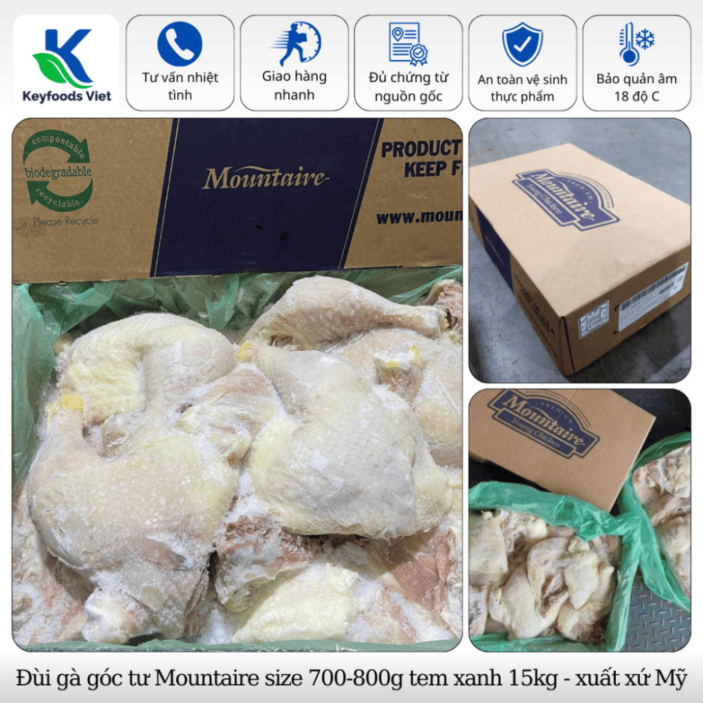Đùi gà góc tư Mountaire - Thực Phẩm Đông Lạnh Keyfoods Việt - Công Ty TNHH Đầu Tư Thương Mại Quốc Tế KeyGroup