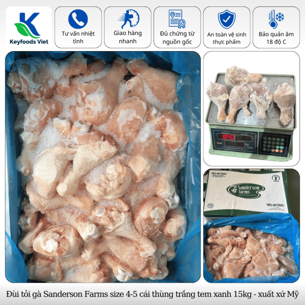 Đùi gà tỏi Sanderson Farms - Thực Phẩm Đông Lạnh Keyfoods Việt - Công Ty TNHH Đầu Tư Thương Mại Quốc Tế KeyGroup
