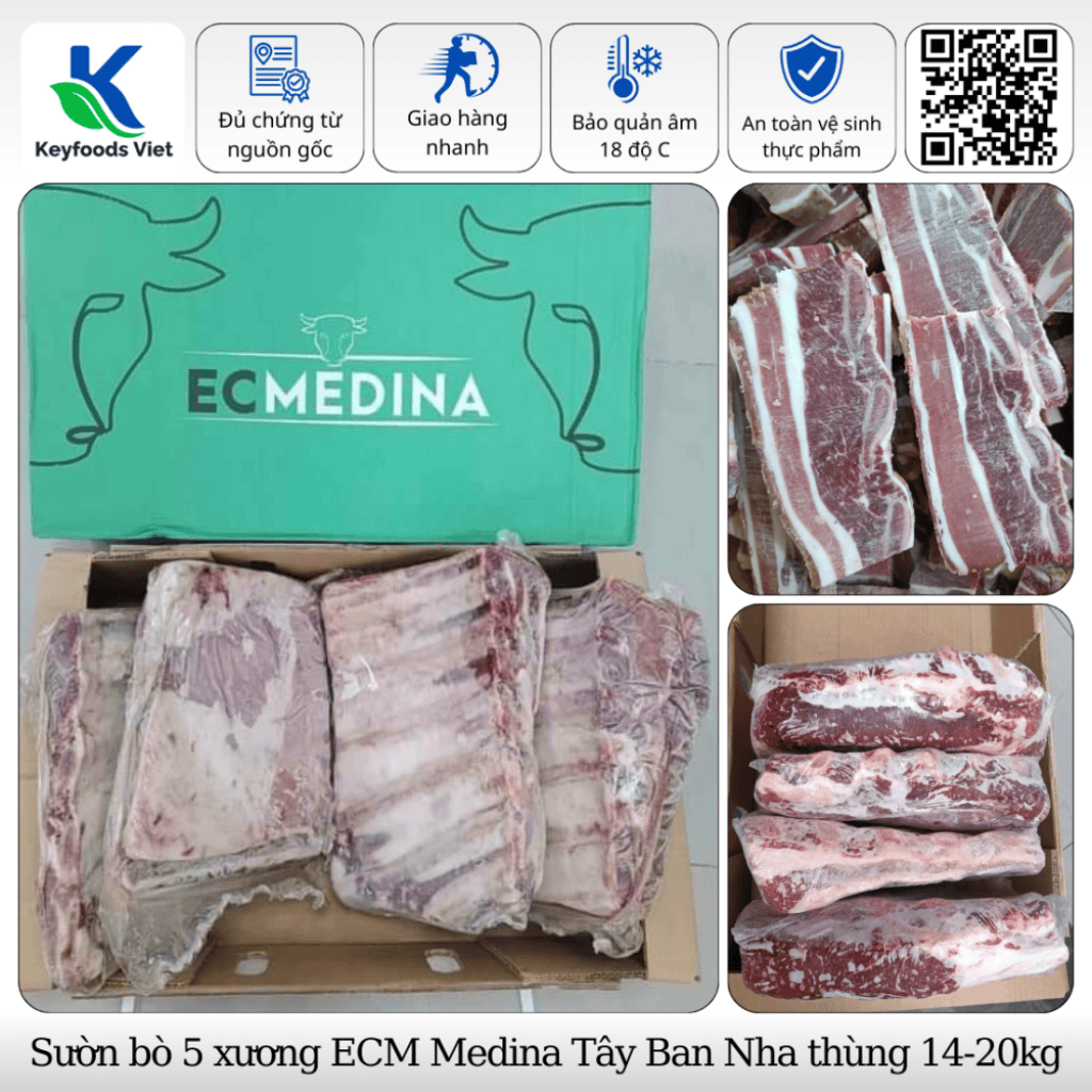 Sườn bò 5 xương ECM Medina - Thực Phẩm Đông Lạnh Keyfoods Việt - Công Ty TNHH Đầu Tư Thương Mại Quốc Tế KeyGroup