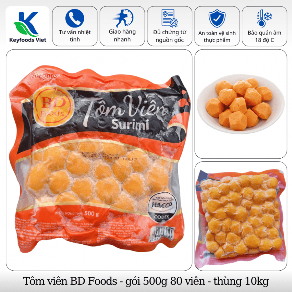 Tôm viên BD Foods - Thực Phẩm Đông Lạnh Keyfoods Việt - Công Ty TNHH Đầu Tư Thương Mại Quốc Tế KeyGroup