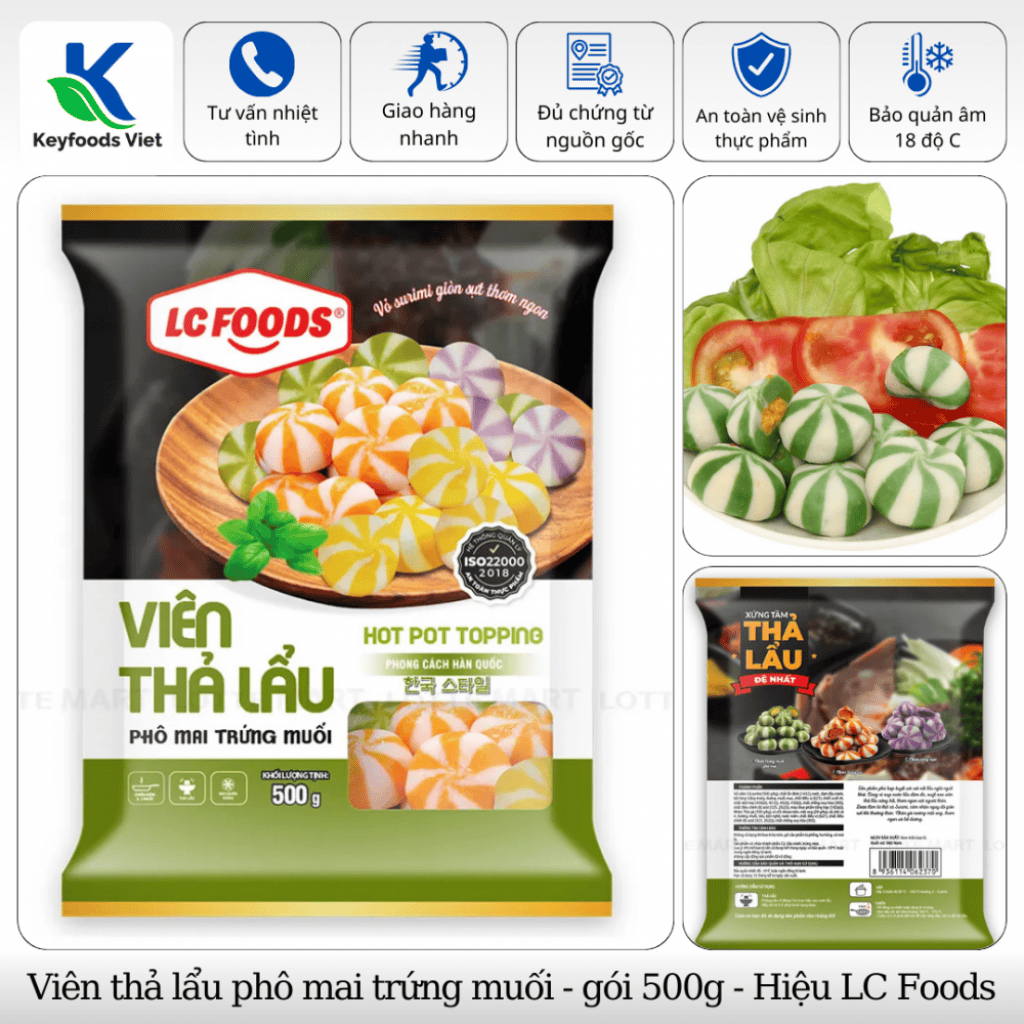 Viên thả lẩu phô mai lớn - Thực Phẩm Đông Lạnh Keyfoods Việt - Công Ty TNHH Đầu Tư Thương Mại Quốc Tế KeyGroup