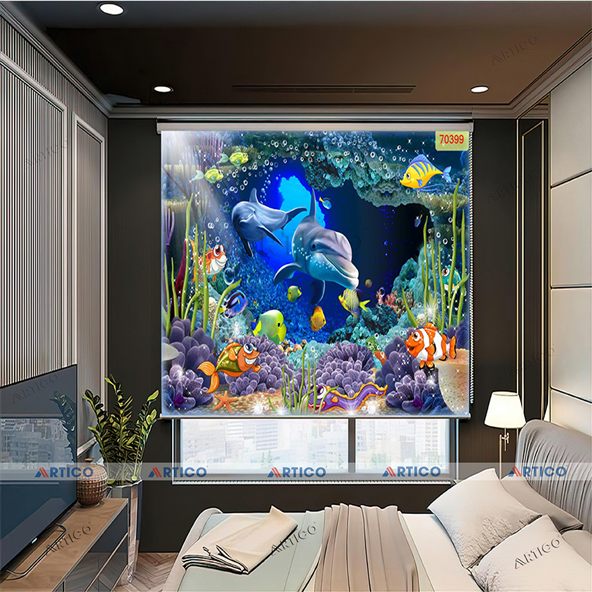Rèm cuốn in tranh 3D đại dương