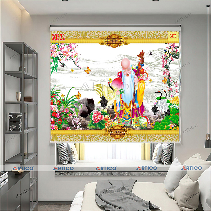 Rèm cuốn in tranh 3D  kim tiền tài lộc