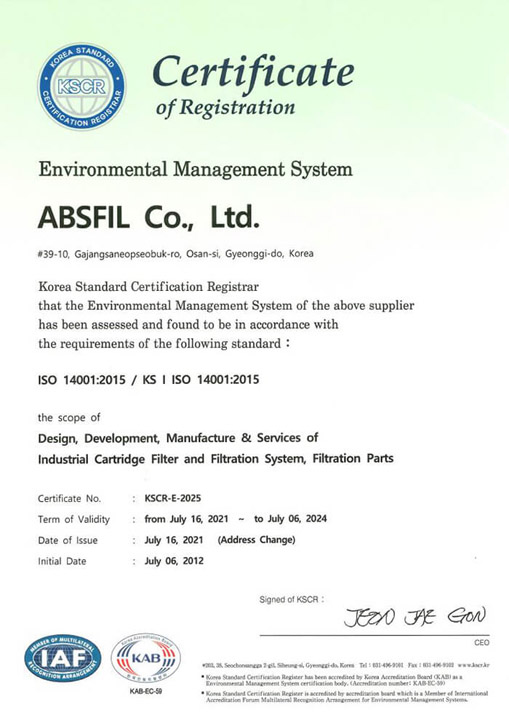 ISO 14001 - Lọc Công Nghiệp ABSFIL VINA - Công Ty TNHH ABSFIL VINA
