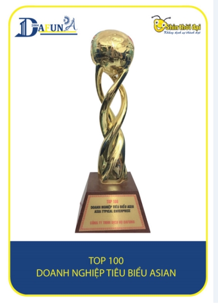 Cup giải thưởng ASIA - Cung ứng Lao Động DAFUNA - Công Ty TNHH Dịch Vụ Đất Phương Nam