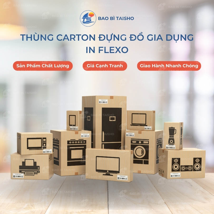 Thùng carton đựng đồ gia dụng in Flexo - Bao Bì Carton Taisho - Công Ty TNHH SX TM Bao Bì Taisho