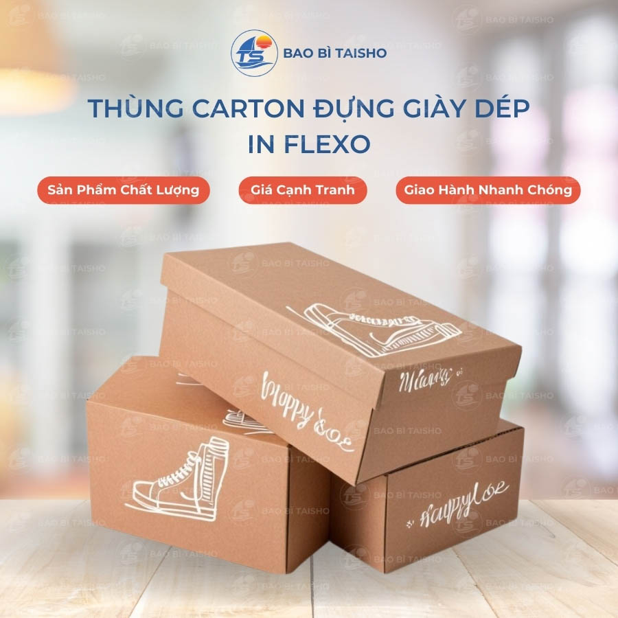 Thùng carton đựng giày dép in Flexo - Bao Bì Carton Taisho - Công Ty TNHH SX TM Bao Bì Taisho