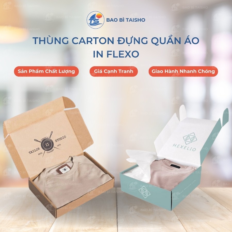 Thùng carton đựng quần áo in Flexo - Bao Bì Carton Taisho - Công Ty TNHH SX TM Bao Bì Taisho