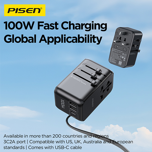 Sạc du lịch PISEN Global Travel 100W 5 cổng - PISENWALL – Giải Pháp Điện Năng Lượng Mặt Trời