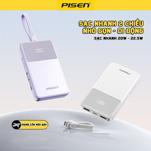 Sạc dự phòng PISEN QUICK POWER Cube Digital 22.5W 10000mAh - PISENWALL – Giải Pháp Điện Năng Lượng Mặt Trời