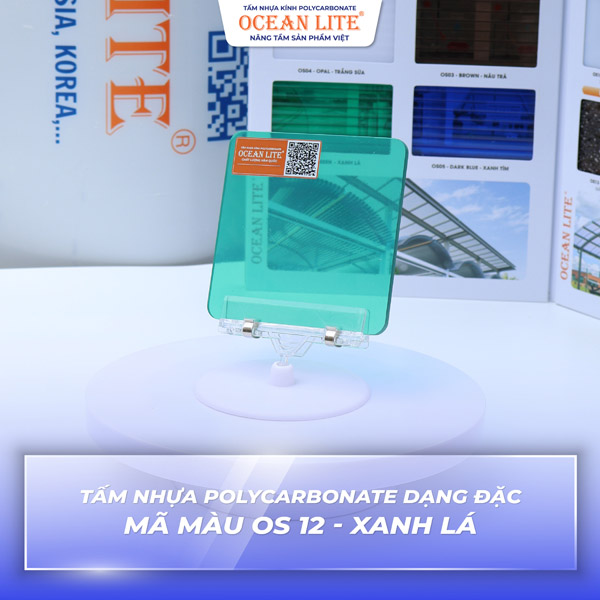 Tấm nhựa Polycarbonate dạng đặc - Mã màu OS 12 - Xanh lá