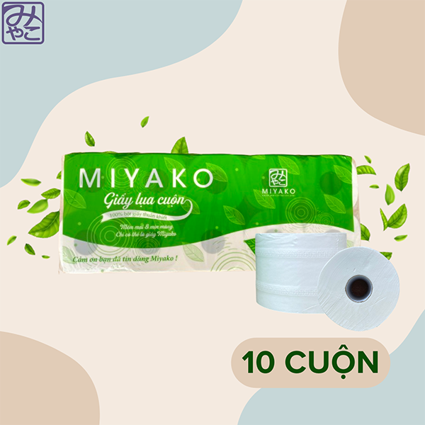 Giấy lụa cuộn Miyako 10 cuộn 3 lớp - Khăn giấy MIYAKO - Công Ty TNHH Thương Mại Dịch Vụ Và Sản Xuất MIYAKO