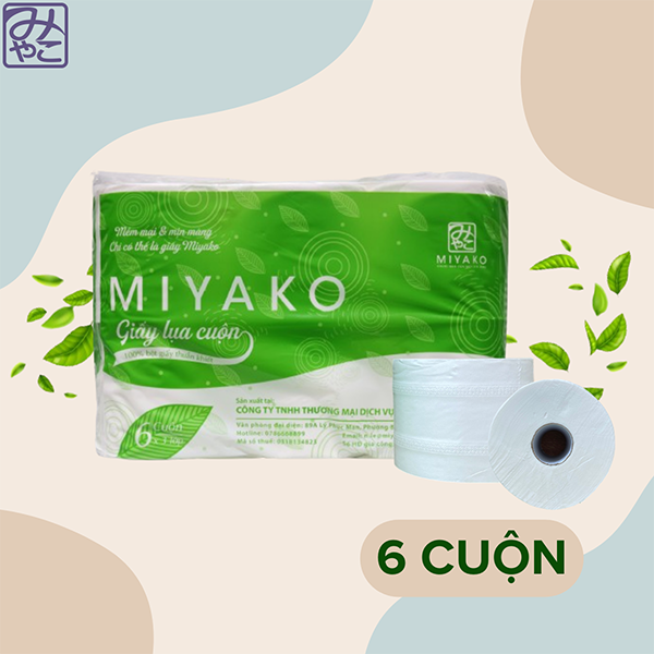 Giấy lụa cuộn Miyako 6 cuộn 3 lớp - Khăn giấy MIYAKO - Công Ty TNHH Thương Mại Dịch Vụ Và Sản Xuất MIYAKO