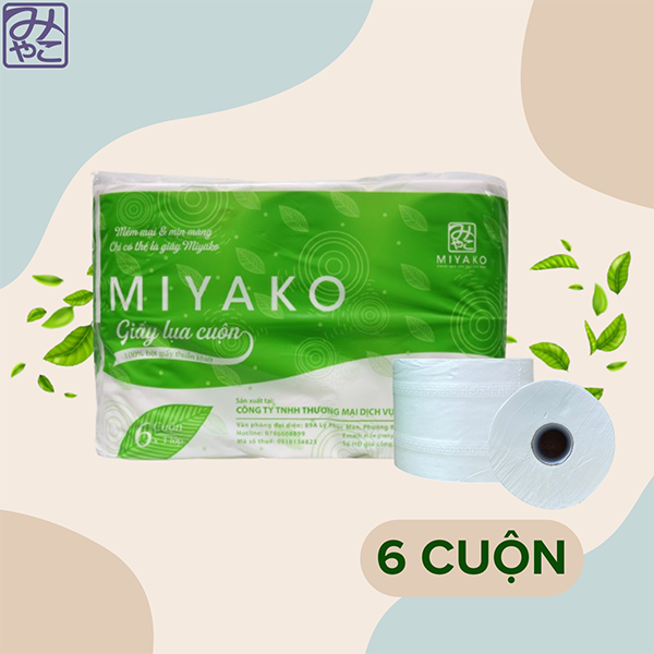 Giấy lụa cuộn Miyako 6 cuộn 3 lớp