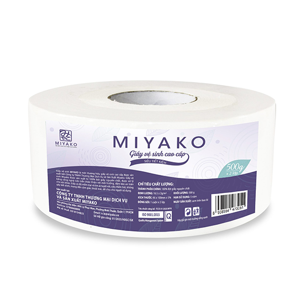 Giấy vệ sinh cao cấp Miyako cuộn 500gr 3 lớp - Khăn giấy MIYAKO - Công Ty TNHH Thương Mại Dịch Vụ Và Sản Xuất MIYAKO