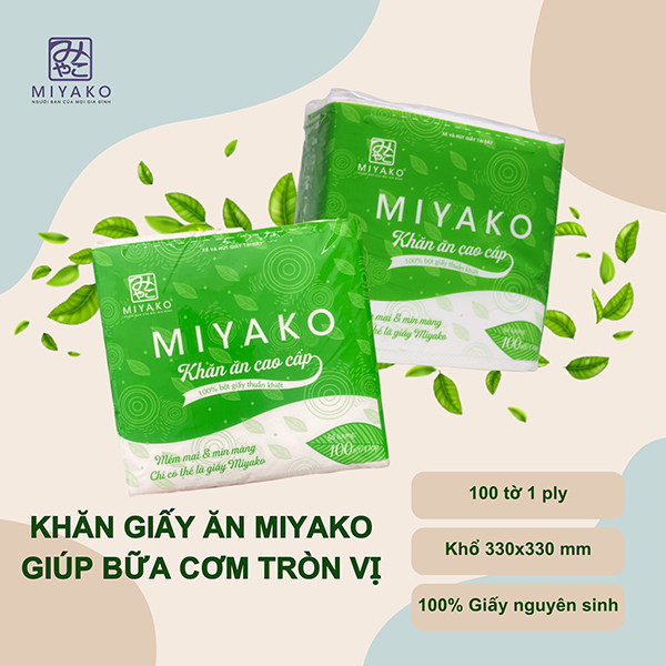 Khăn giấy ăn cao cấp Miyako - Khăn giấy MIYAKO - Công Ty TNHH Thương Mại Dịch Vụ Và Sản Xuất MIYAKO