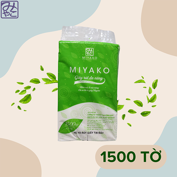 Khăn giấy rút đa năng Miyako 1500 tờ 3 lớp - Khăn giấy MIYAKO - Công Ty TNHH Thương Mại Dịch Vụ Và Sản Xuất MIYAKO