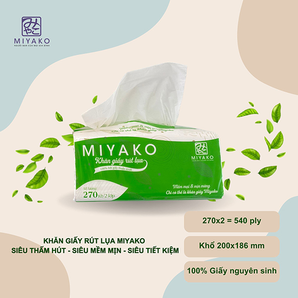 Khăn giấy rút lụa Miyako - Khăn giấy MIYAKO - Công Ty TNHH Thương Mại Dịch Vụ Và Sản Xuất MIYAKO