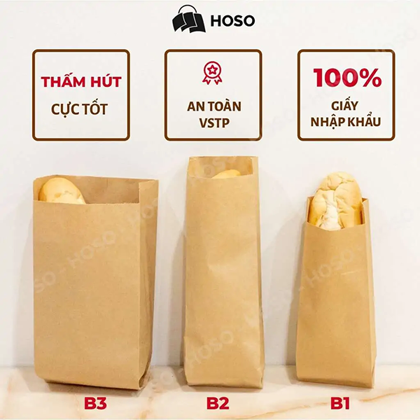 Túi giấy Kraft đựng bánh mỳ - Túi Giấy Hoso - Công Ty TNHH Giải Pháp Bao Bì Hoso