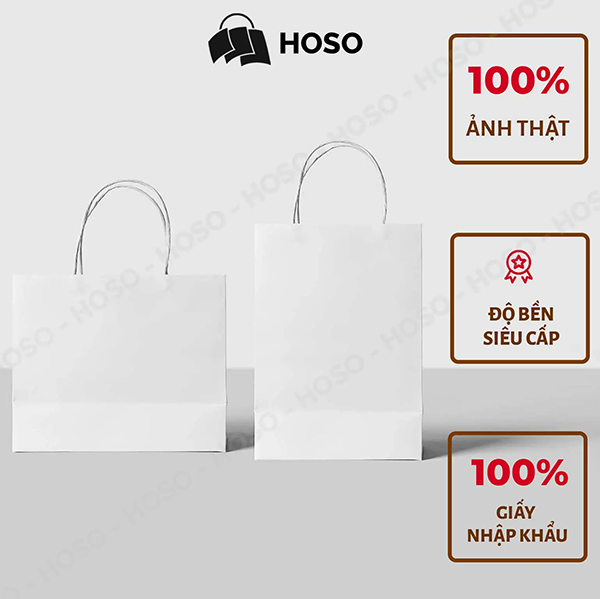 Túi giấy Kraft trắng trơn có quai - Túi Giấy Hoso - Công Ty TNHH Giải Pháp Bao Bì Hoso