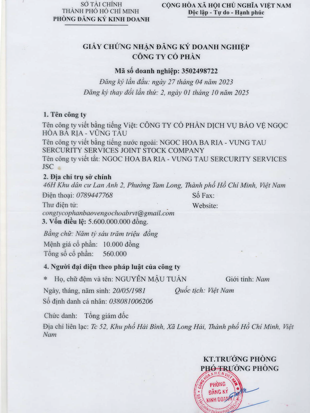 Giấy đăng kí kinh doanh