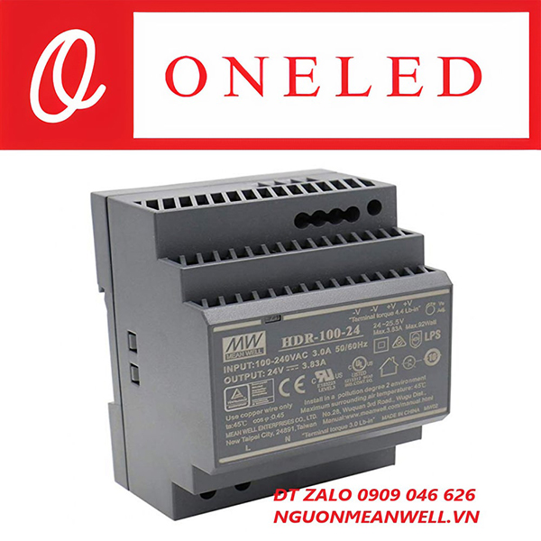 Bộ nguồn Meanwell HDR-100-24 - Thiết Bị Điện Công Nghiệp MEANWELL ONELED - Công Ty TNHH ONELED