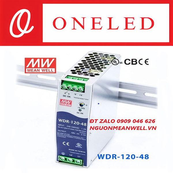 Bộ nguồn Meanwell WDR-120-48 - Thiết Bị Điện Công Nghiệp MEANWELL ONELED - Công Ty TNHH ONELED