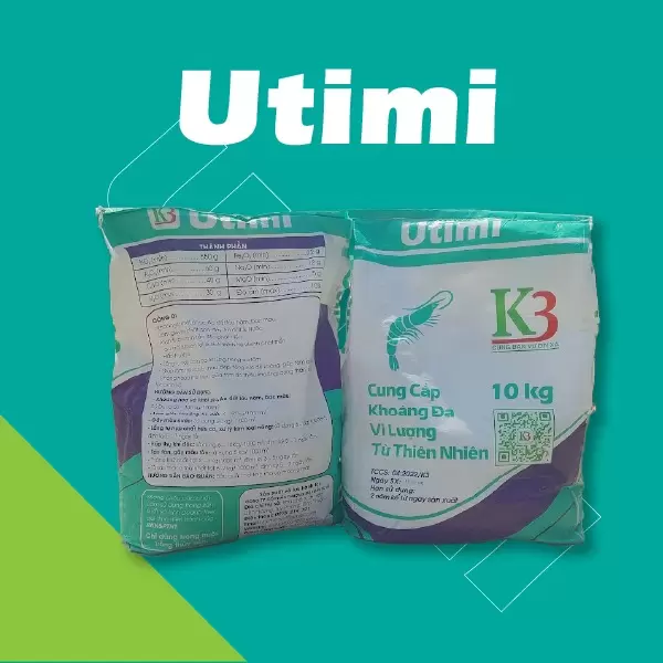 Utimi - Khoáng cho tôm K3 - Công Ty Cổ Phần Thương Mại Đầu Tư K3