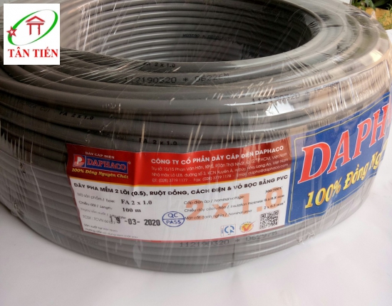 Dây pha xám 2x1.0 Daphaco - Thiết Bị Điện Tân Tiến - Công Ty TNHH Thương Mại Dịch Vụ Kỹ Thuật Điện Tân Tiến