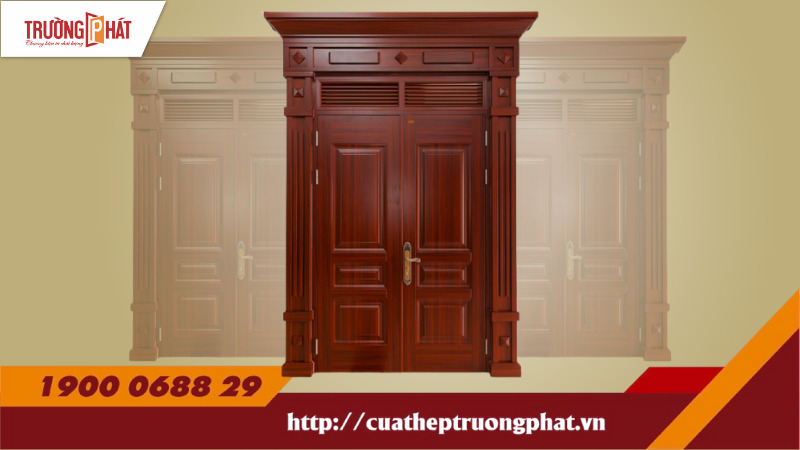 Cửa 2 cánh đều - Mã D2-H4-2C-BT2 - Cửa Thép Vân Gỗ Trường Phát - Công Ty CP Cửa Thép Trường Phát
