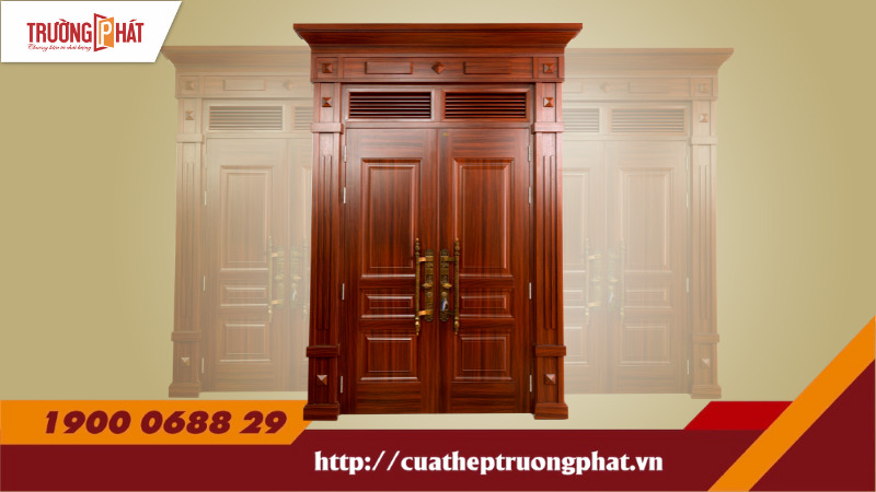 Cửa 2 cánh đều - Mã D2-H4-2C-BT2 - Cửa Thép Vân Gỗ Trường Phát - Công Ty CP Cửa Thép Trường Phát