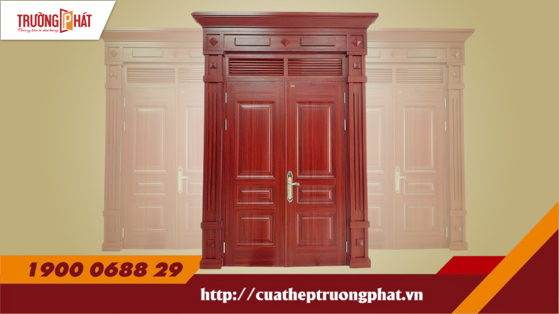 Cửa 2 cánh đều - Mã D2-H4-2C-BT2 - Cửa Thép Vân Gỗ Trường Phát - Công Ty CP Cửa Thép Trường Phát
