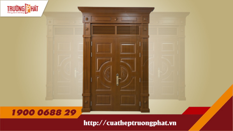 Cửa 2 cánh đều - Mã D2-H8-2C-BT2 - Cửa Thép Vân Gỗ Trường Phát - Công Ty CP Cửa Thép Trường Phát