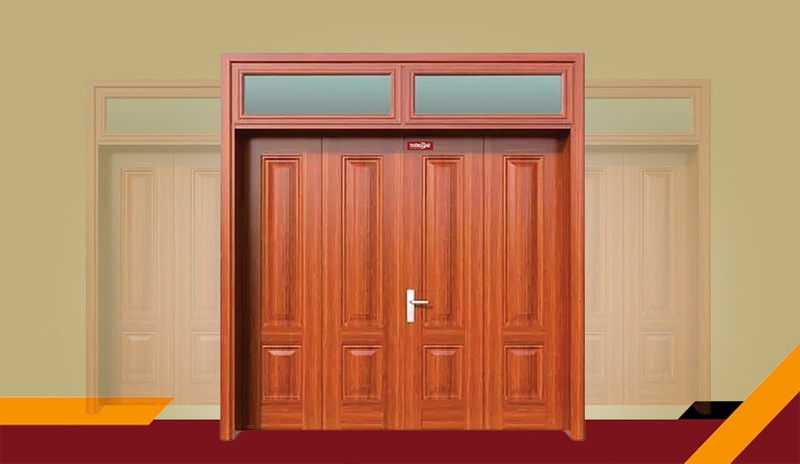 Cửa 4 cánh đều - Mã D4-P3-2K - Cửa Thép Vân Gỗ Trường Phát - Công Ty CP Cửa Thép Trường Phát