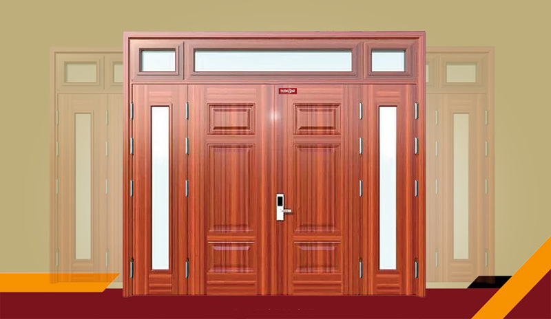 Cửa 4 cánh  lệch - Mã D4-H9PK-3K - Cửa Thép Vân Gỗ Trường Phát - Công Ty CP Cửa Thép Trường Phát