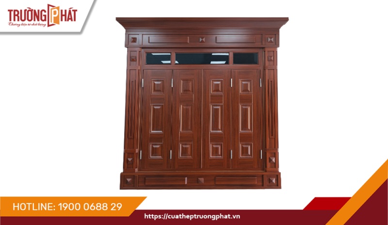Cửa sổ 4 cánh -Mã S4-Z3-3K-BT5 - Cửa Thép Vân Gỗ Trường Phát - Công Ty CP Cửa Thép Trường Phát