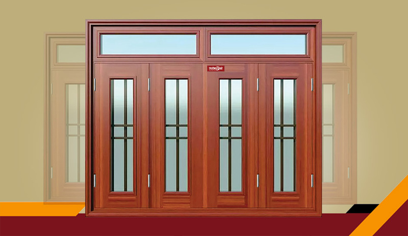 Cửa sổ 4 cánh kính - Mã S4-ZK-2K - Cửa Thép Vân Gỗ Trường Phát - Công Ty CP Cửa Thép Trường Phát