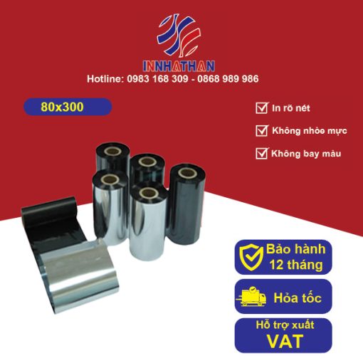 Mực in mã vạch Wax 80mmx300m - In Tem Nhãn Nhật Hàn - Công Ty TNHH In Nhật Hàn