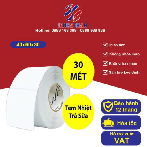 Tem Decal nhiệt 40x60mmx30m - In Tem Nhãn Nhật Hàn - Công Ty TNHH In Nhật Hàn