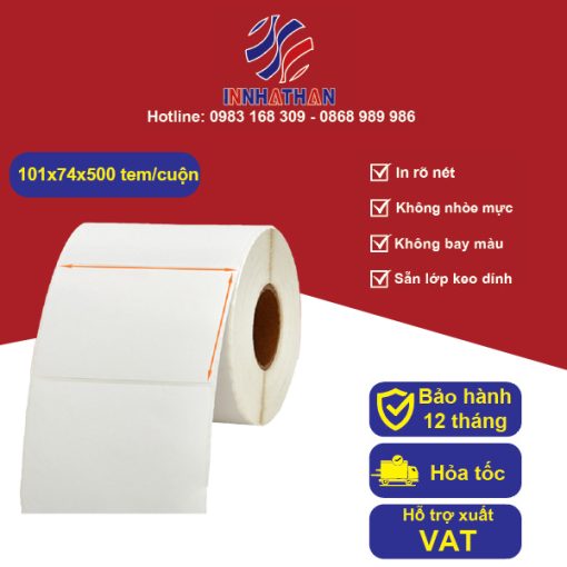 Tem Decal nhiệt 101x74mm - In Tem Nhãn Nhật Hàn - Công Ty TNHH In Nhật Hàn